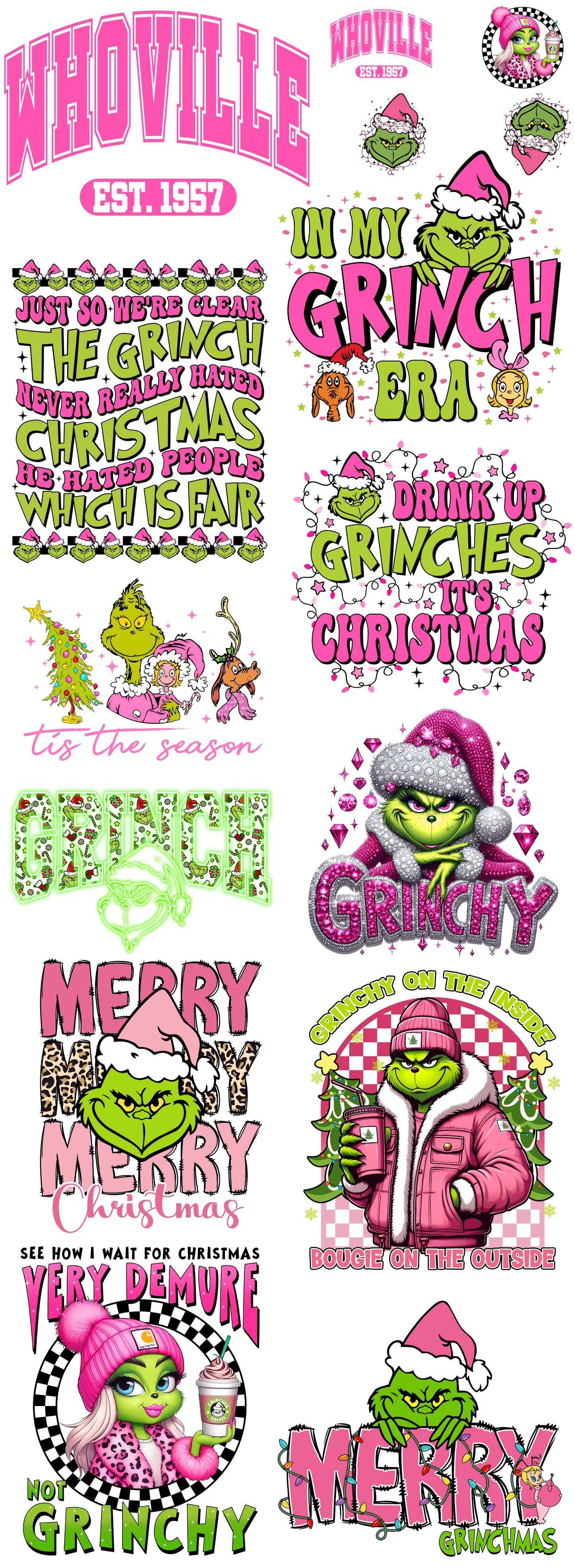 Pink-Green Monster Christmas| Pre-Made Gangsheet