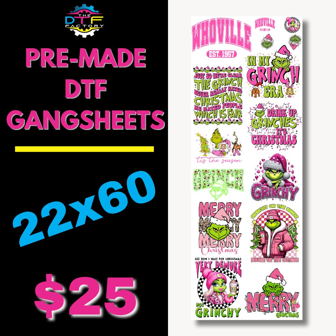 Pink-Green Monster Christmas| Pre-Made Gangsheet